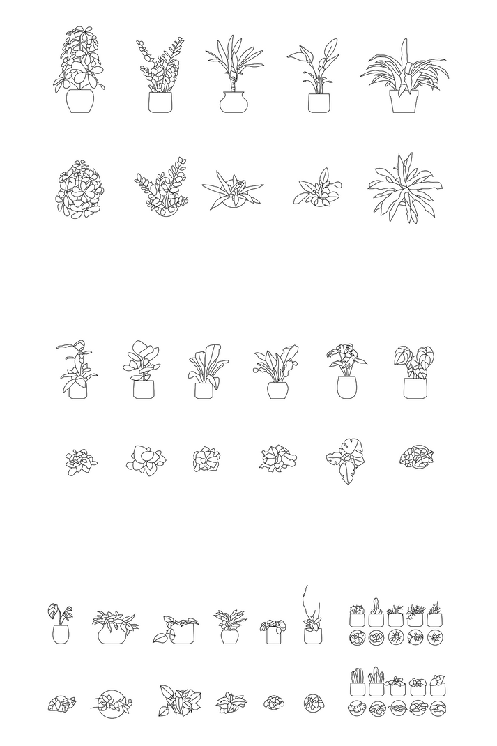 Potted Plants DWG CAD Blocks in Plan and Elevation – Cadnature