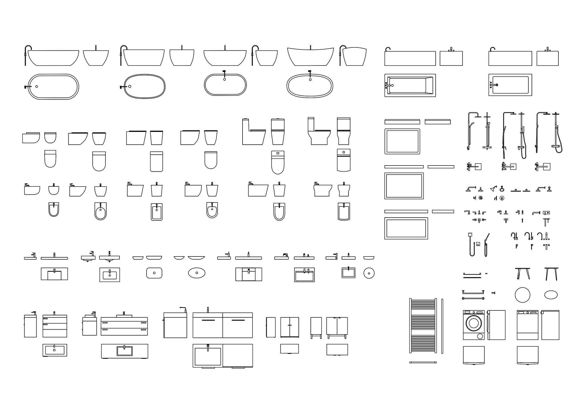 Bathroom DWG CAD Blocks in Plan and Elevation – Cadnature