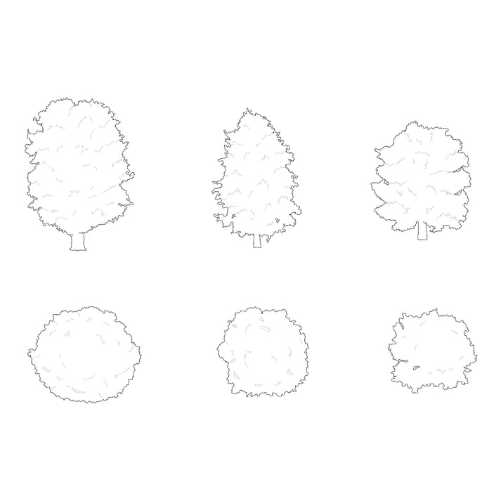 Trees Silhouettes DWG CAD Blocks in Plan and Elevation (20 pieces ...