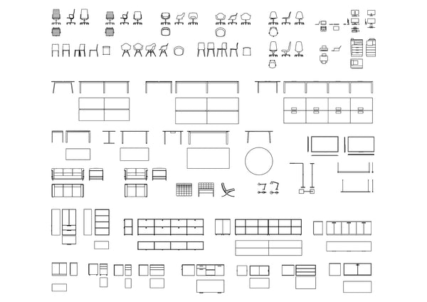 Office Furniture DWG CAD Blocks in Plan and Elevation (40+ Pieces ...