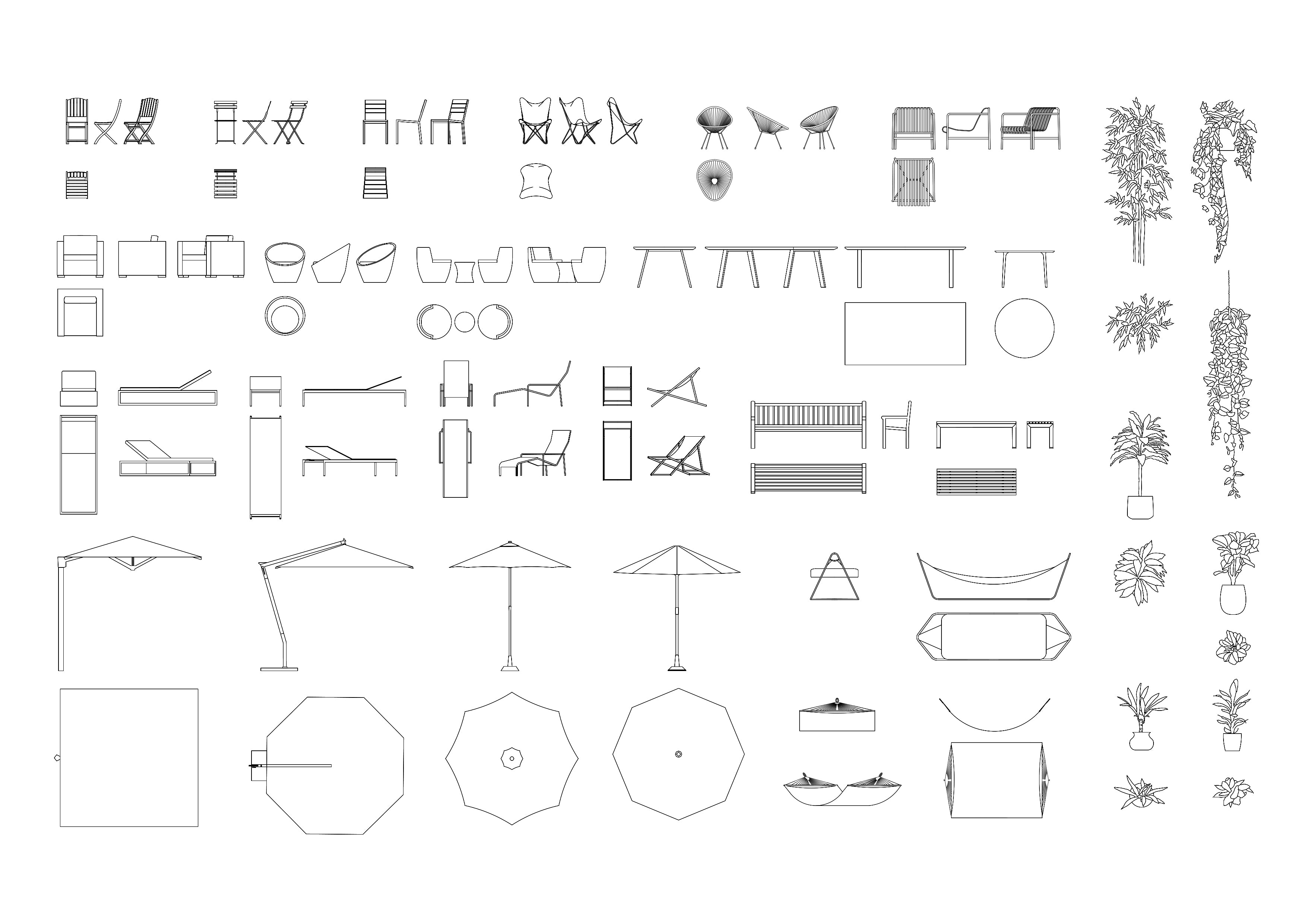 Outdoor Furniture DWG CAD Blocks In Plan And Elevation Cadnature   Outdoorfurniturecadblocks 