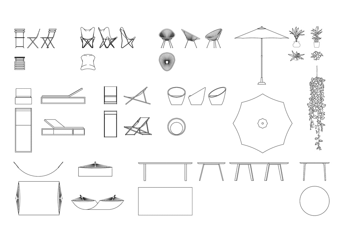 Outdoor Furniture DWG CAD Blocks in Plan and Elevation – Cadnature